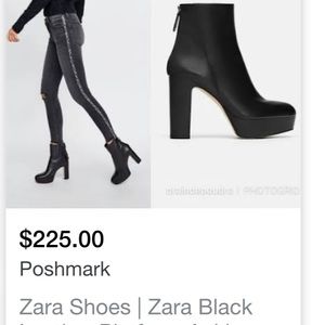 Zara chunky black leather platform boot